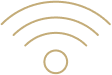 Icon of a Wi-Fi signal with a dot at the bottom, indicating wireless internet connectivity.