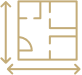 A floor plan layout of a healthcare center suite, showing multiple rooms with labels and dimensions, in a black, white, and beige color scheme.