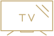 A flat-screen television mounted on a wall in a healthcare center suite, with a black screen and a light-colored frame.